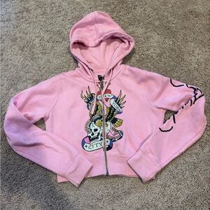Ed Hardy Pink Kids Jacket with Graphic Design